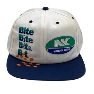 Vintage K-Products NK Sandoz Seeds BITE Snapback Hat USA‎ Made